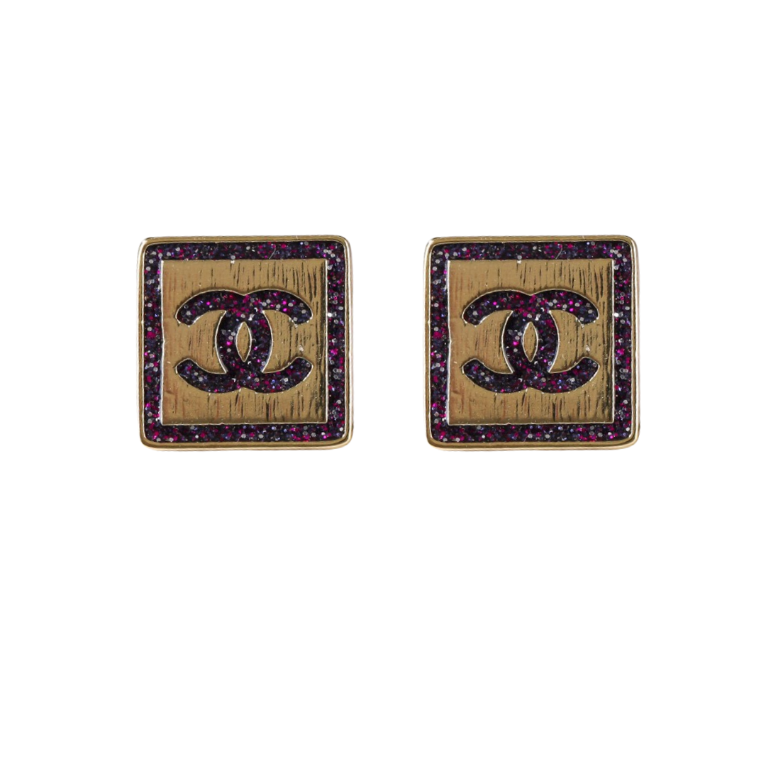 CCE026 Chanel colorful stud earring with cc logo - ccjewelryacc