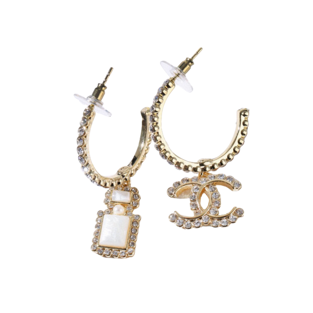 CCE055 Chanel crystal perfume bottle hook earrings - ccfashionjewelry