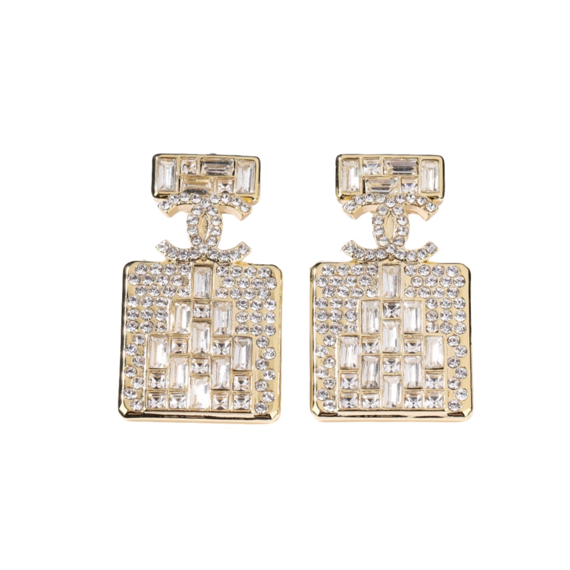 CCE056 Chanel full crystal perfume bottle stud earrings - ccfashionjewelry