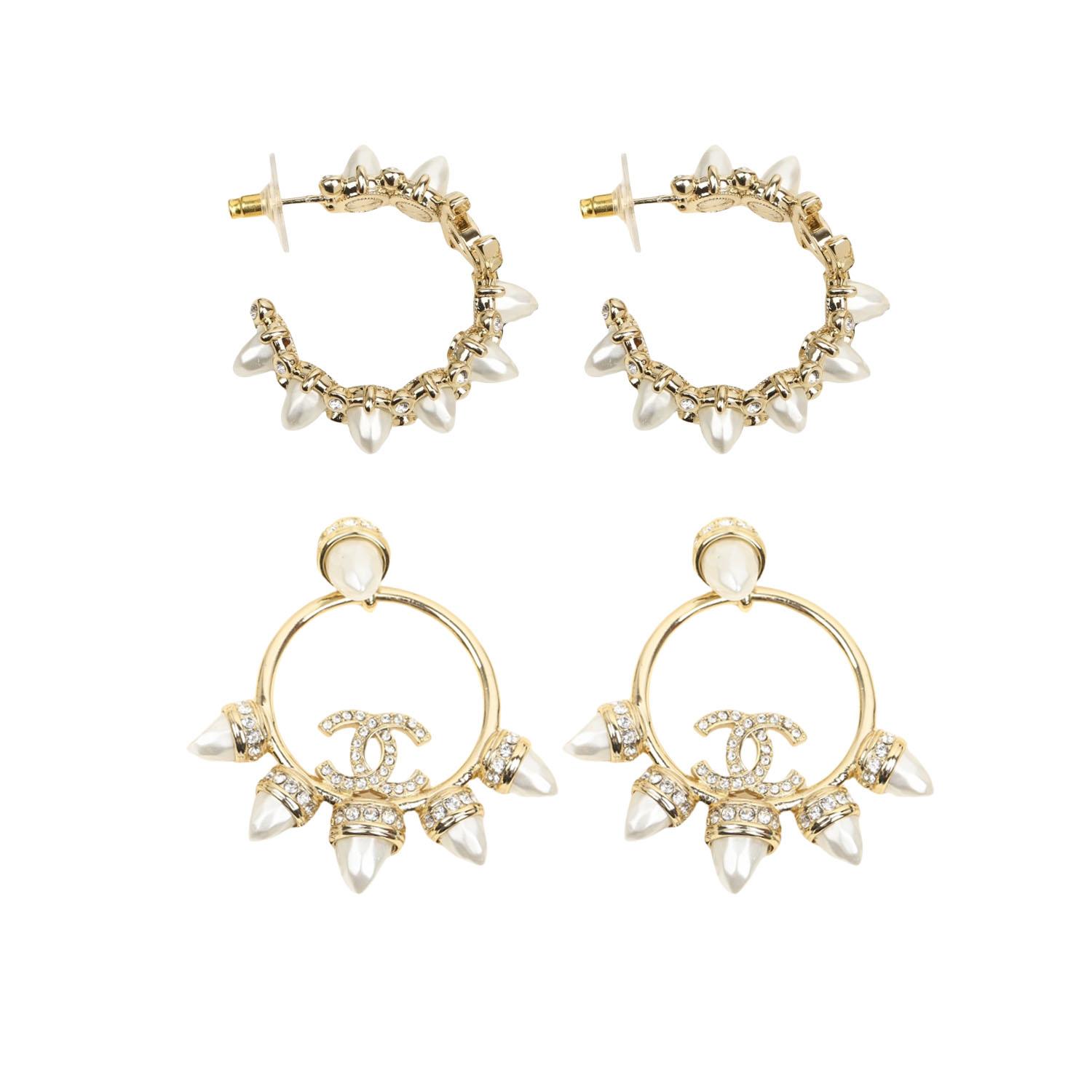 CCE563 Chanel Stud earrings with curved rivets - ccjewelryacc
