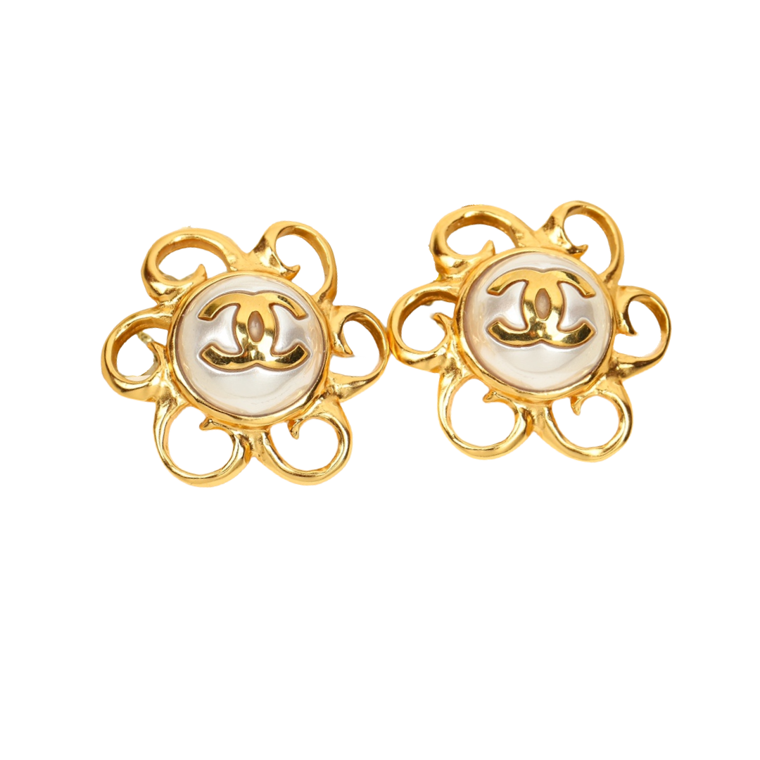 CCE063 Chanel sun flower cc logo earrings - ccjewelryacc