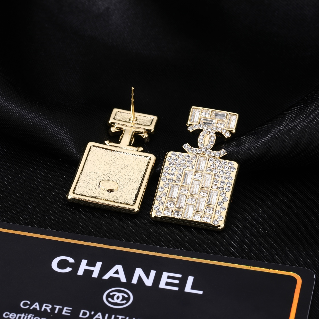CCE056 Chanel full crystal perfume bottle stud earrings - ccjewelryacc