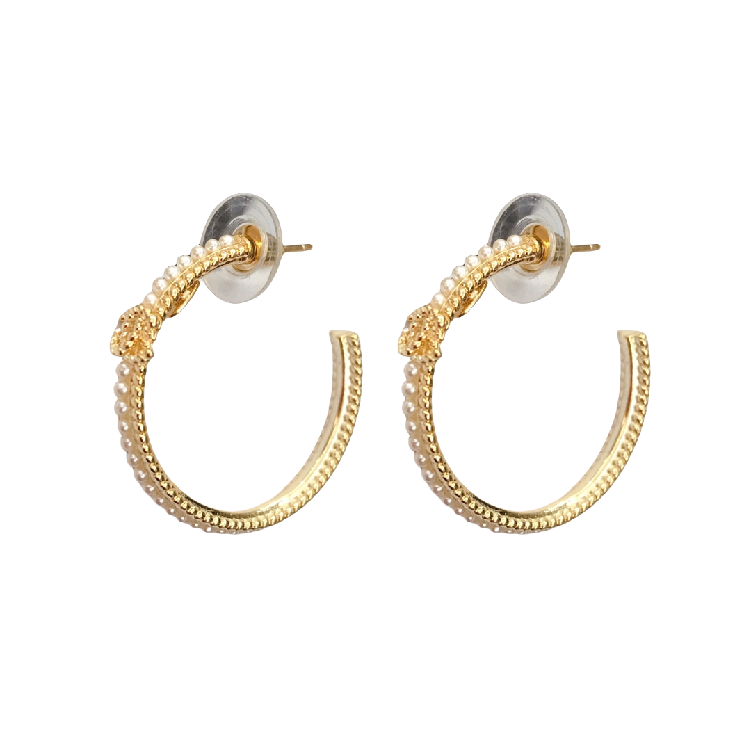 CCE025 Chanel metal pearls Hook earring - ccjewelryacc