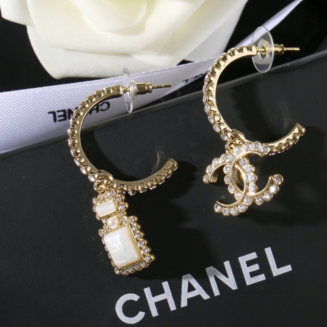 CCE055 Chanel crystal perfume bottle hook earrings - ccfashionjewelry