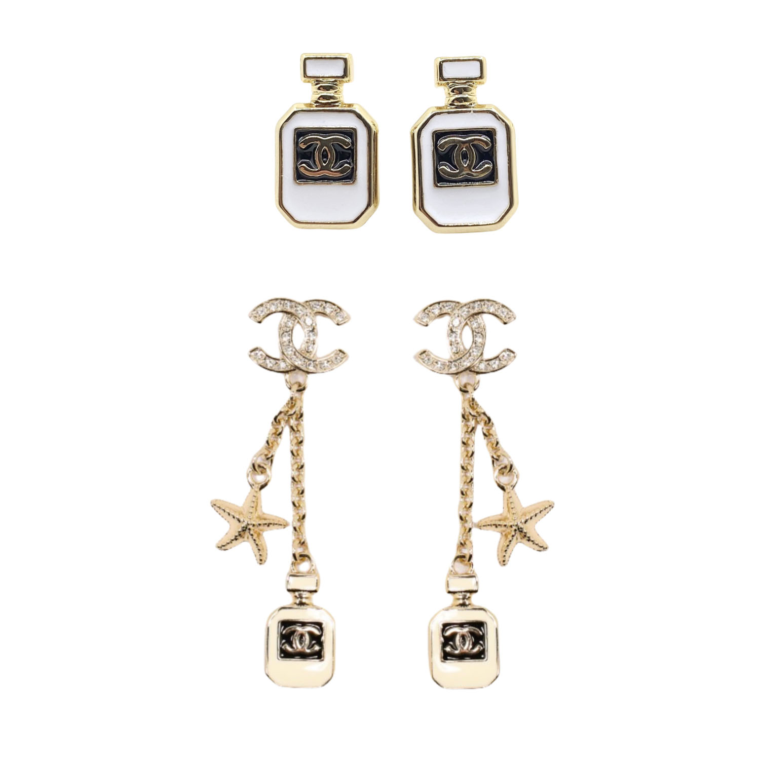 CCE068 Chanel mini enamel perfume bottle stud earrings - ccjewelryacc