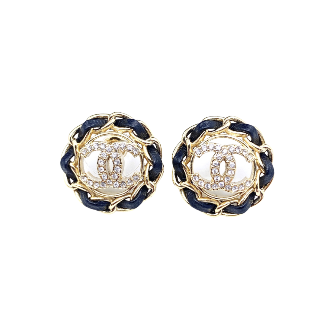 CCE040 Chanel metal leather and pearls tassel earrings - ccfashionjewelry