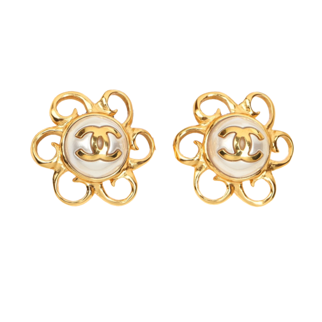 CCE063 Chanel sun flower cc logo earrings - ccjewelryacc