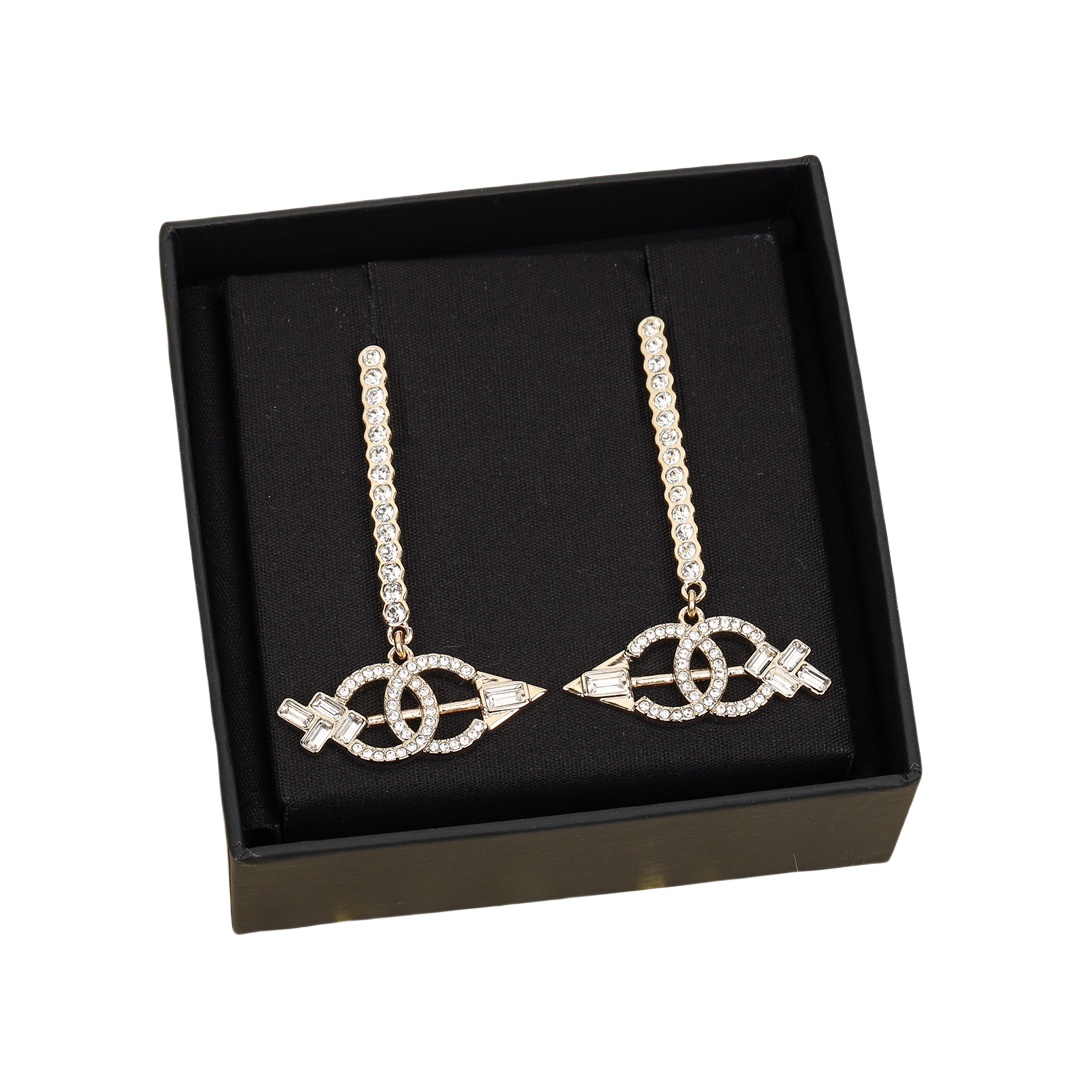 CCE060 Chanel Cupid's arrow earrings with crystal - ccfashionjewelry
