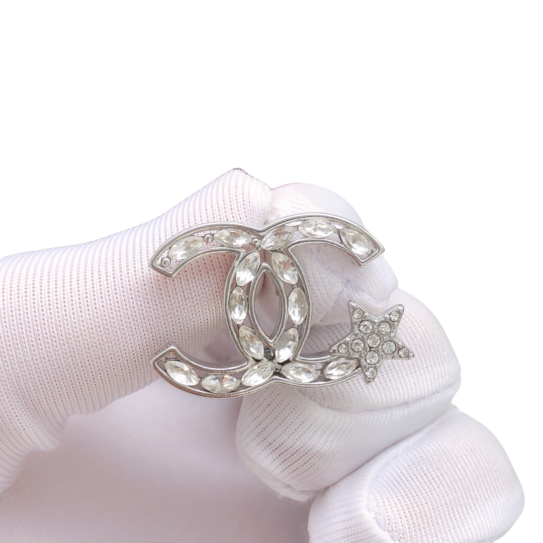 CCE086 Chanel classical Horseeye rhinestone star cc logo stud earrings - ccjewelryacc