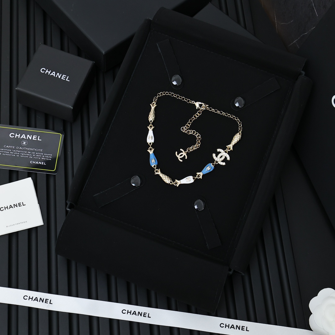 CCN084 Chanel 25 Fantasy Ocean series fish choker necklace - ccjewelryacc