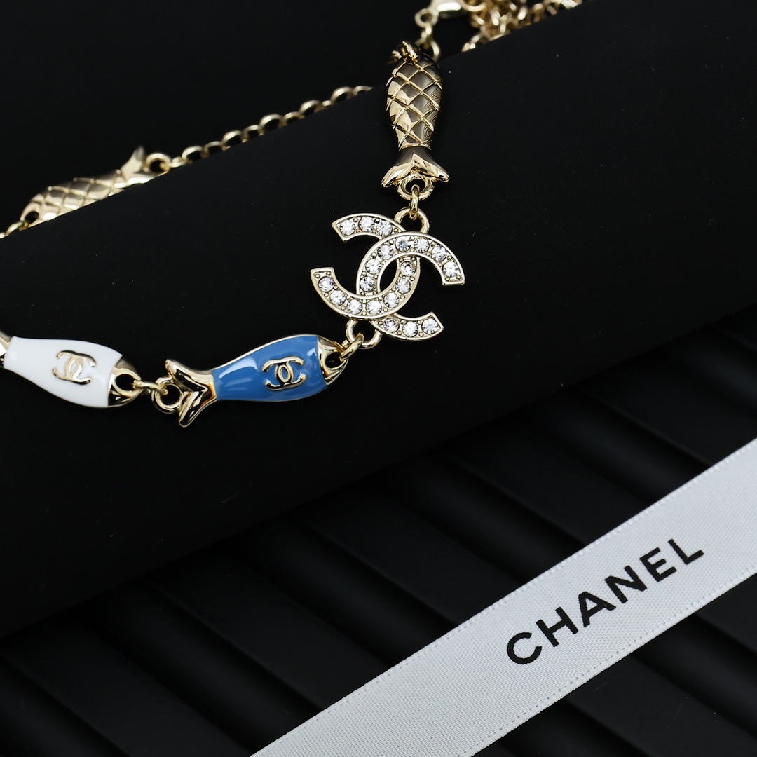 CCN084 Chanel 25 Fantasy Ocean series fish choker necklace - ccjewelryacc