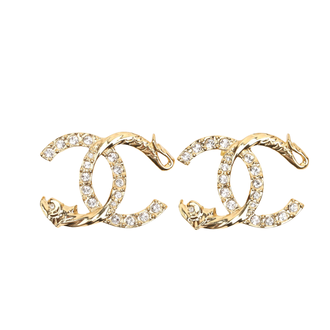 CCE826 Chanel dragon design cc logo stud earring with Swarovski crystal - ccfashionjewelry