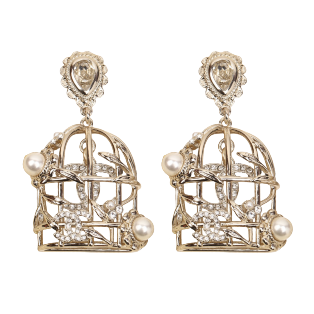 CCE042 Chanel-inspired vintage birdcage drop earrings - ccfashionjewelry