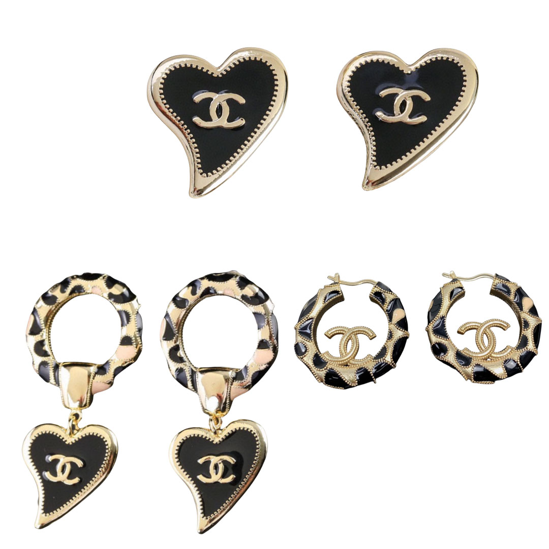 CCE087 CC black enamel heart earring - ccjewelryacc