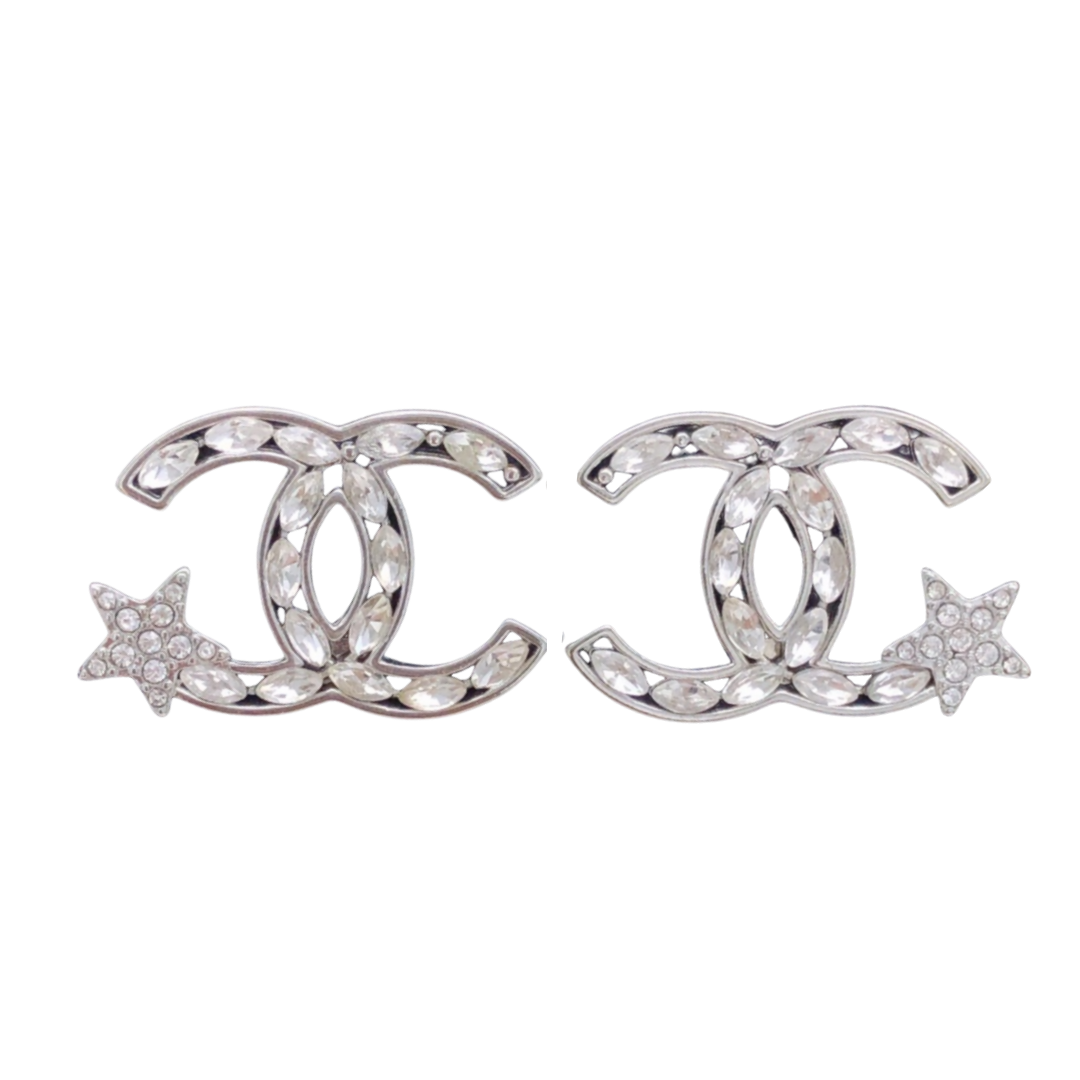 CCE086 Chanel classical Horseeye rhinestone star cc logo stud earrings - ccfashionjewelry
