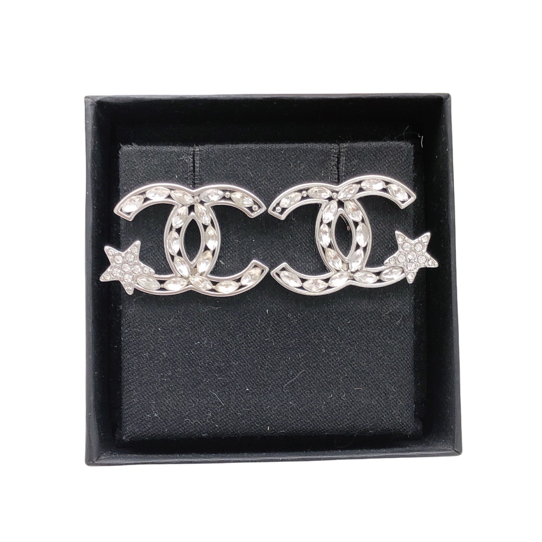 CCE086 Chanel classical Horseeye rhinestone star cc logo stud earrings - ccjewelryacc