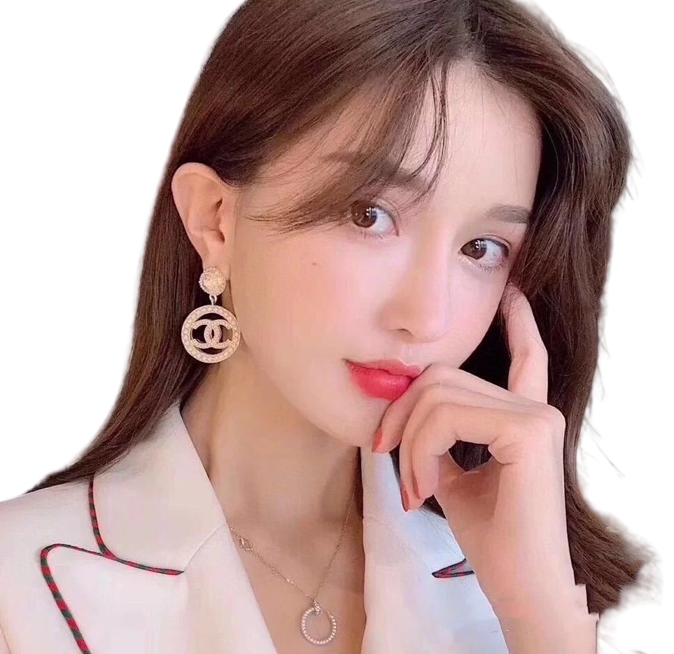 CCE630 Baroque style pearl round CC Logo earrings - ccjewelryacc