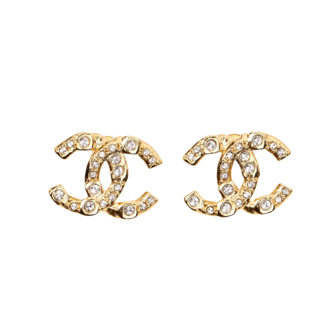 CCE506 Chanel 24s Size rhinestone double c stud earrings - ccfashionjewelry