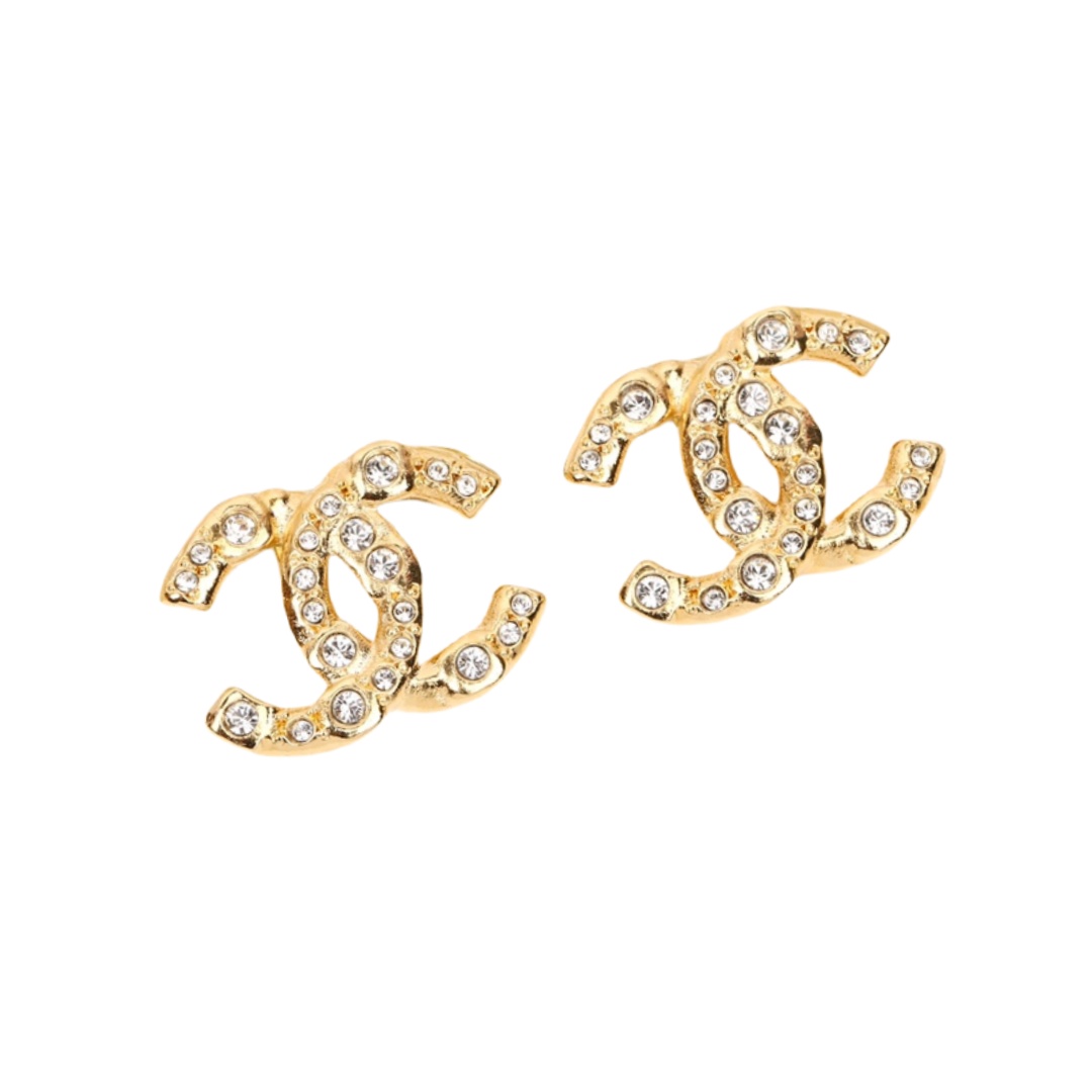 CCE506 Chanel 24s Size rhinestone double c stud earrings - ccjewelryacc
