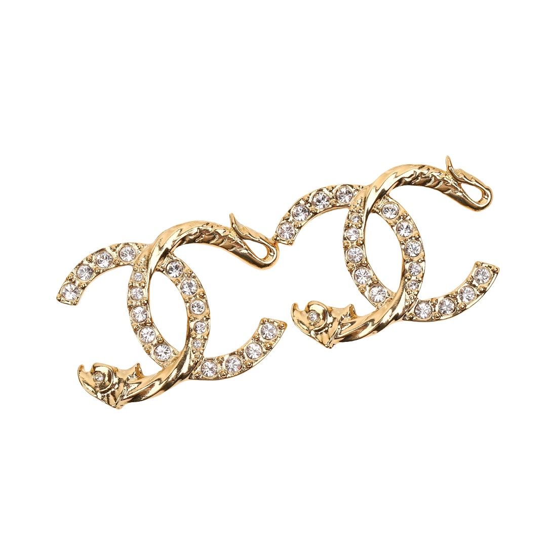 CCE826 Chanel dragon design cc logo stud earring with Swarovski crystal - ccjewelryacc