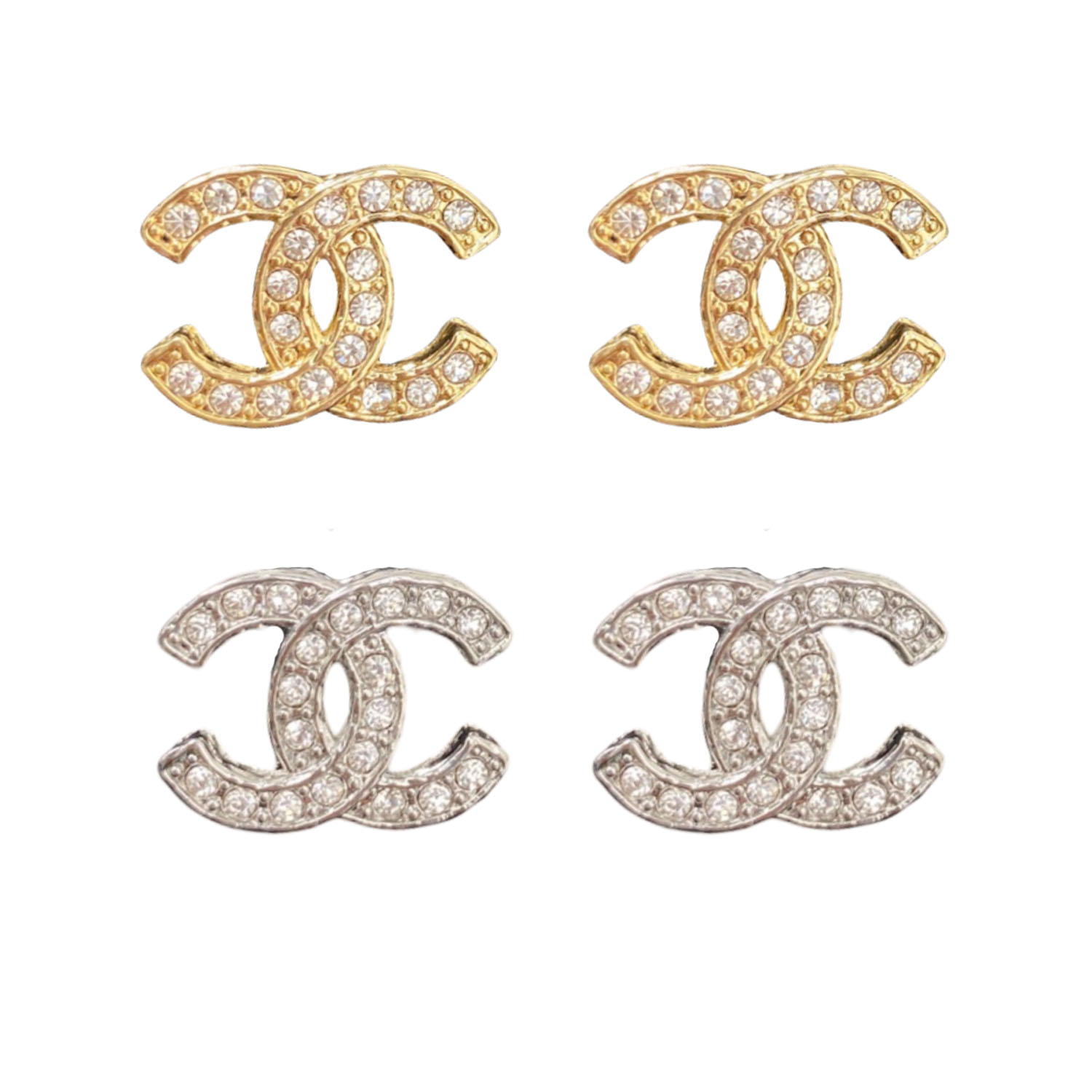 CCE828 Chanel Full crystal CC logo stud earring - ccjewelryacc