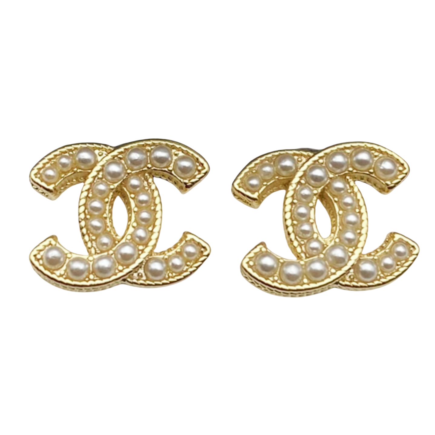 CCE618 Chanel pearl double c stud earrings - ccjewelryacc