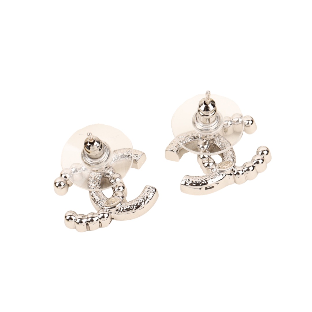 CCE554 Chanel 24s pearl and crystal cc logo stud earrings - ccjewelryacc