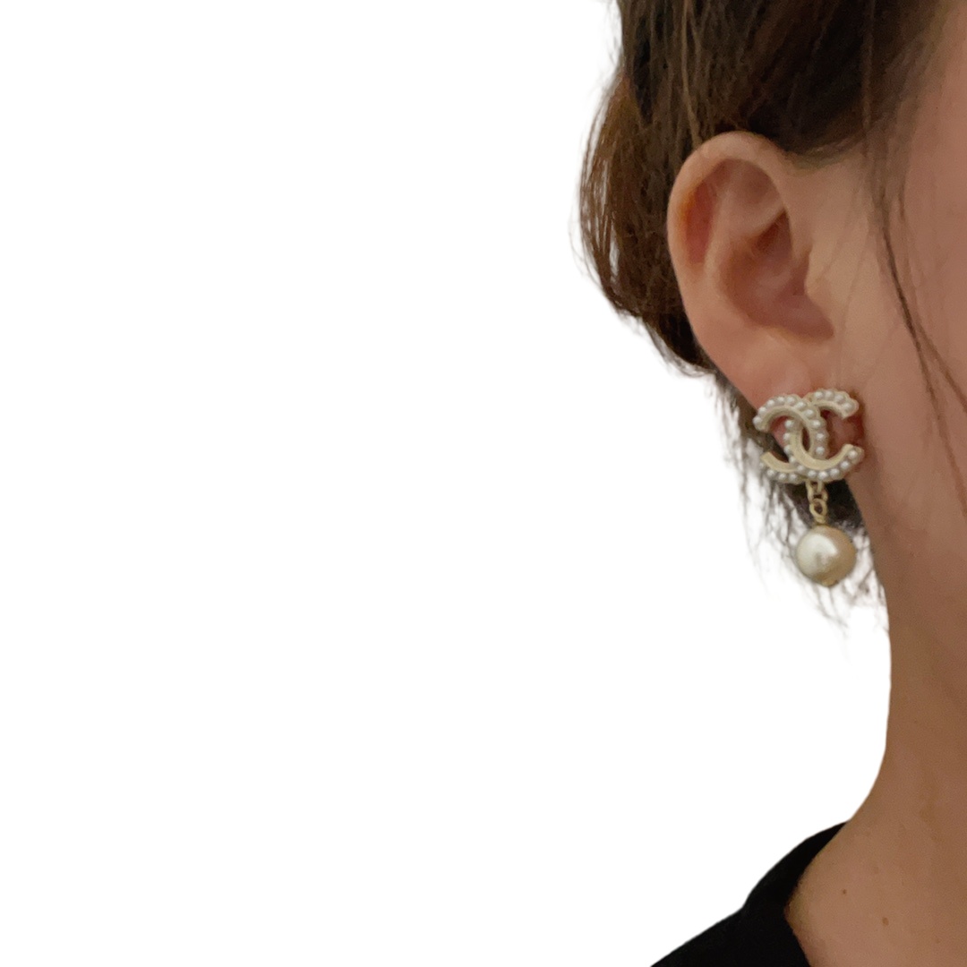 CCE094 chanel pearl earrings cc - ccjewelryacc