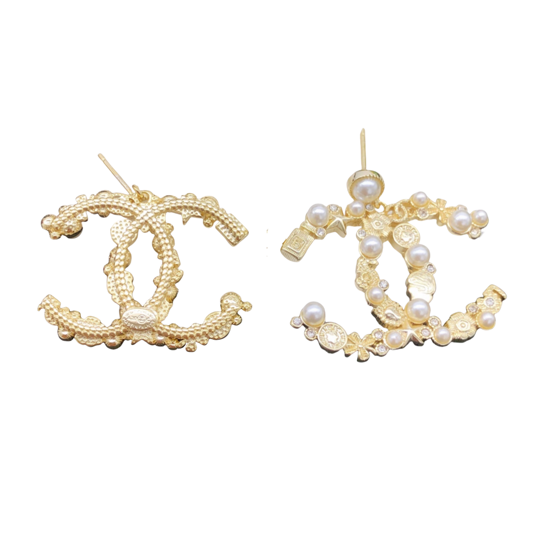 CCE092 Metal Perfume bottle No 5 star four-leaf clover multi-element cc logo earrings - ccfashionjewelry