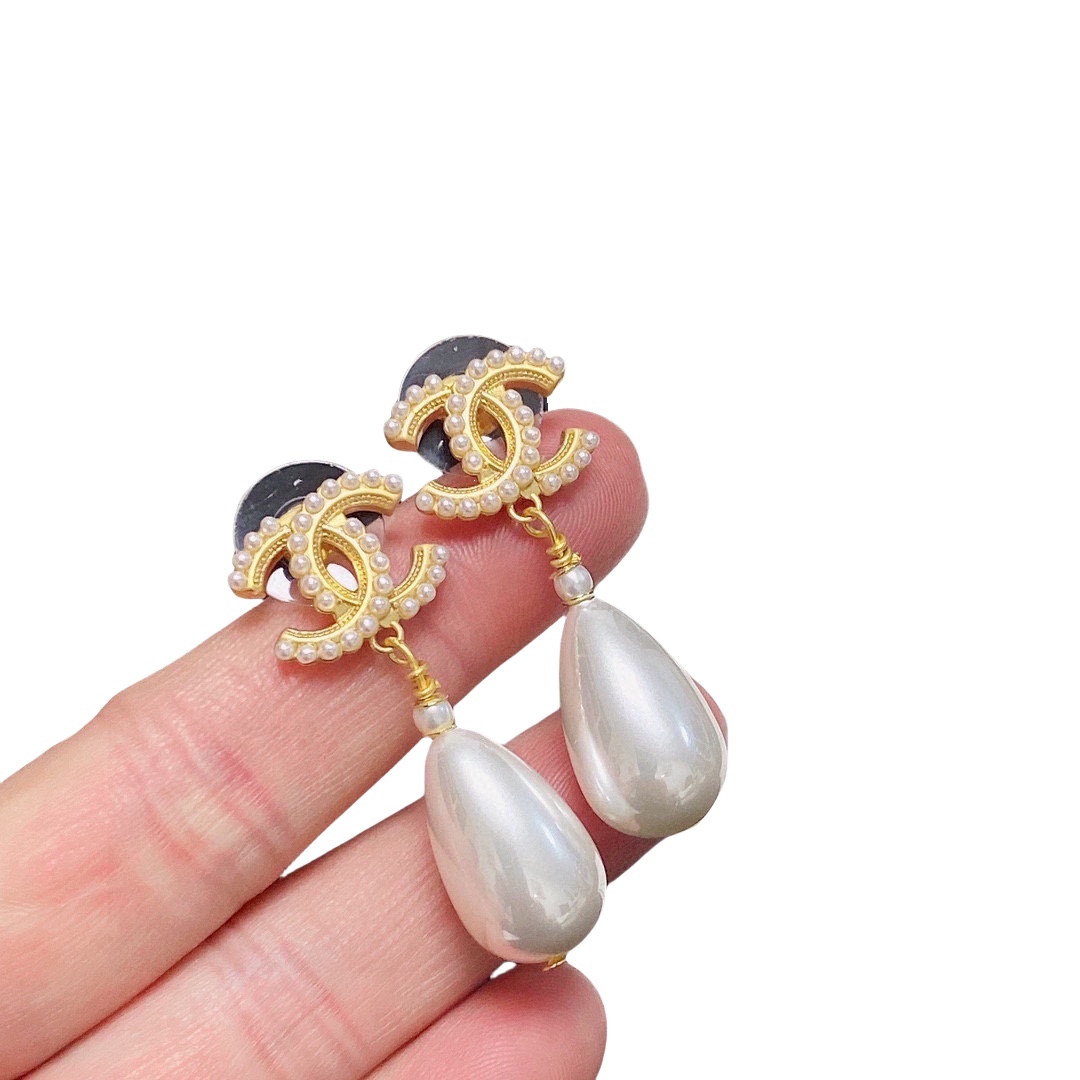 CCE094 chanel pearl earrings cc - ccjewelryacc
