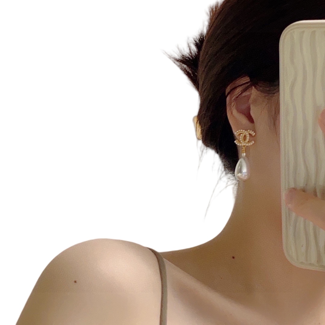 CCE094 chanel pearl earrings cc - ccjewelryacc