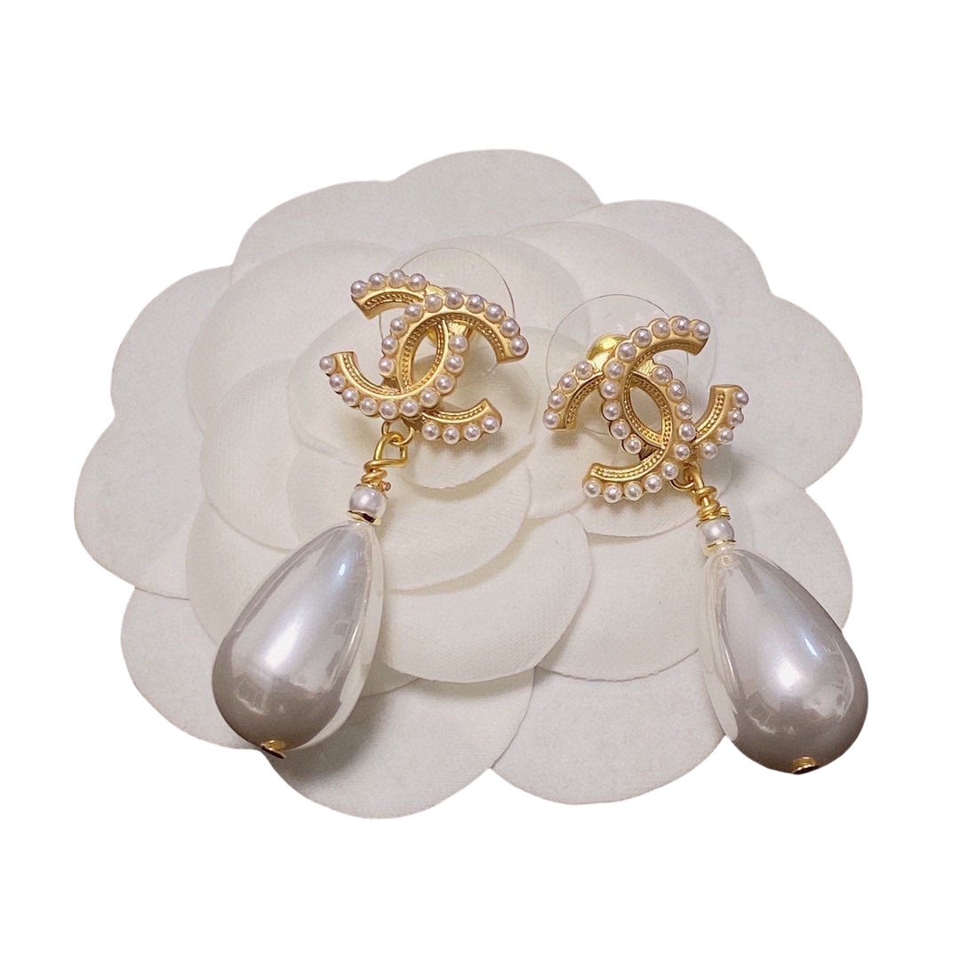 CCE094 chanel pearl earrings cc - ccjewelryacc