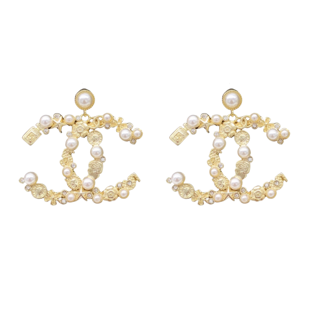 CCE092 Metal Perfume bottle No 5 star four-leaf clover multi-element cc logo earrings - ccfashionjewelry