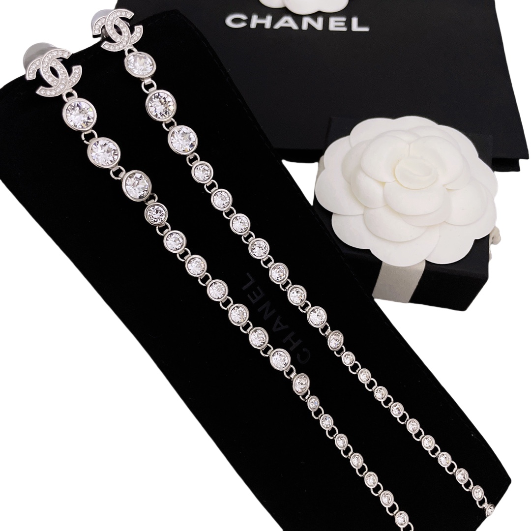 CCE101A Metal silver rhinestone Long tassels earrings - ccjewelryacc