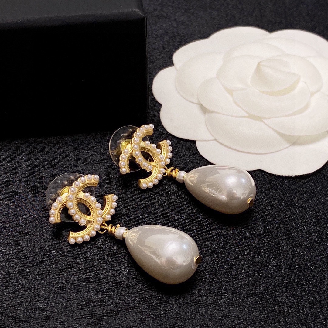 CCE094 chanel pearl earrings cc - ccjewelryacc