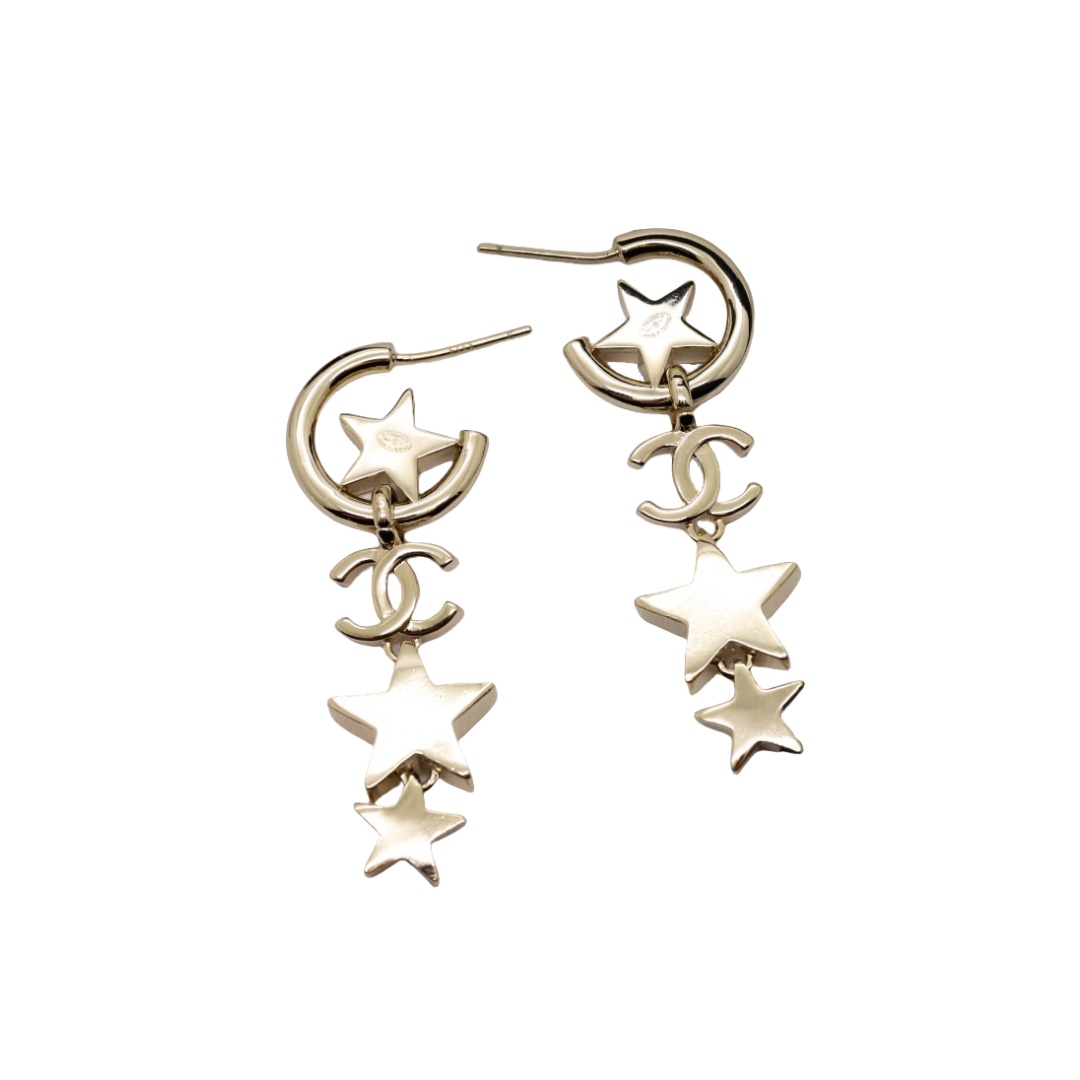 CCE089 Metal crystal stars and CC logo hook Earrings - ccjewelryacc