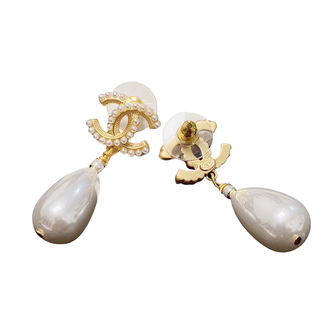 CCE094 chanel pearl earrings cc - ccjewelryacc