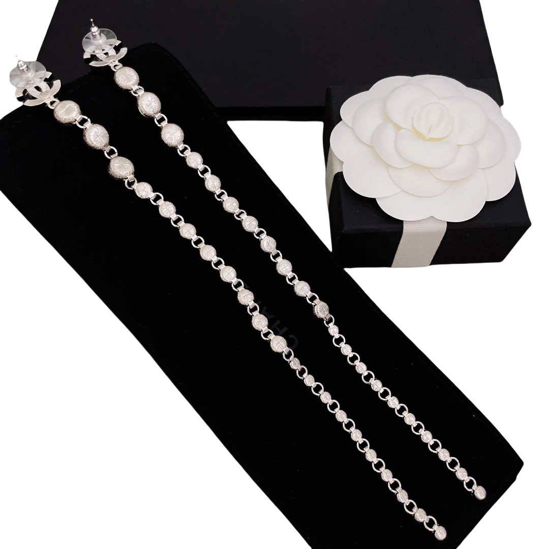 CCE101A Metal silver rhinestone Long tassels earrings - ccjewelryacc