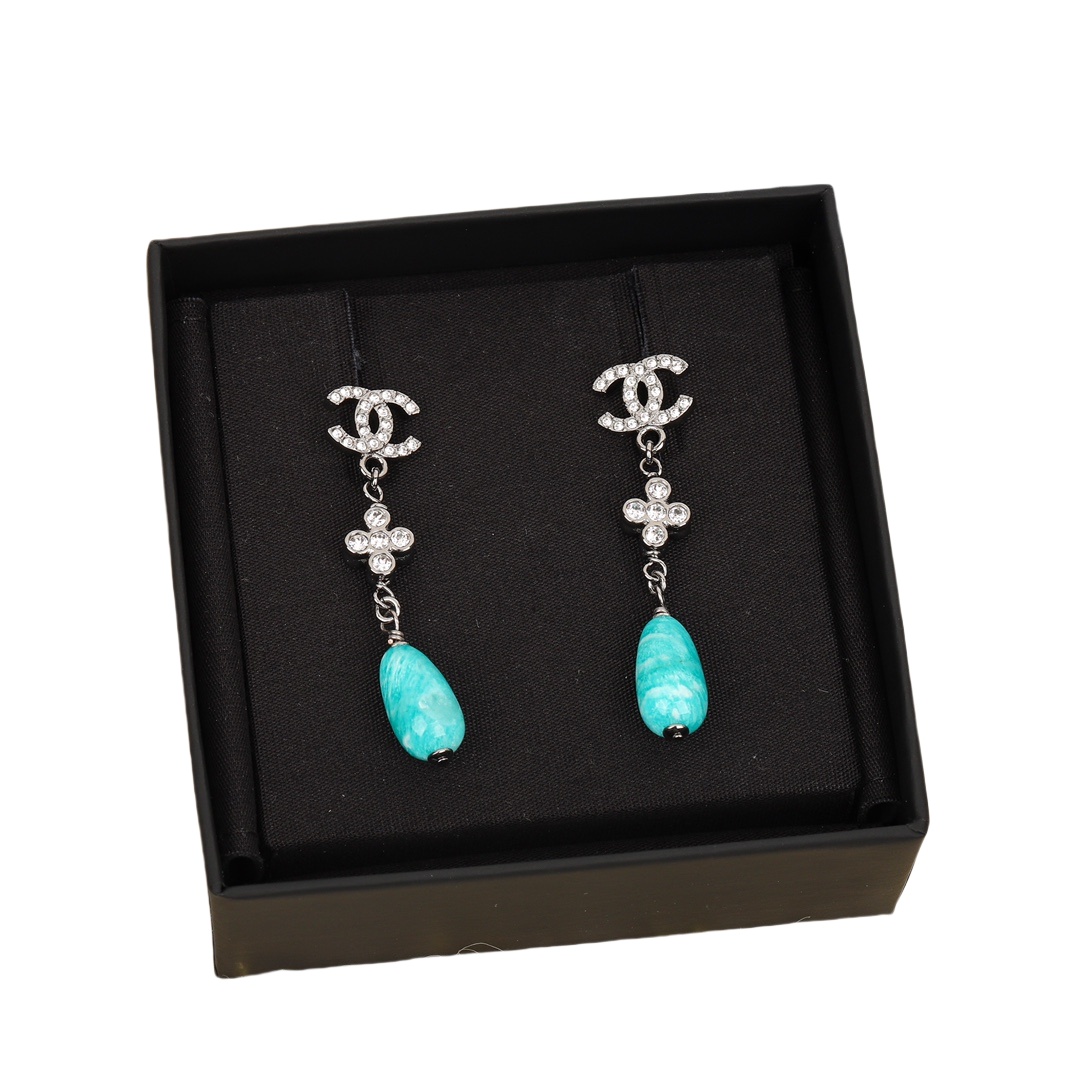 CCE364 Crystal flower and pearl drop earrings - ccjewelryacc