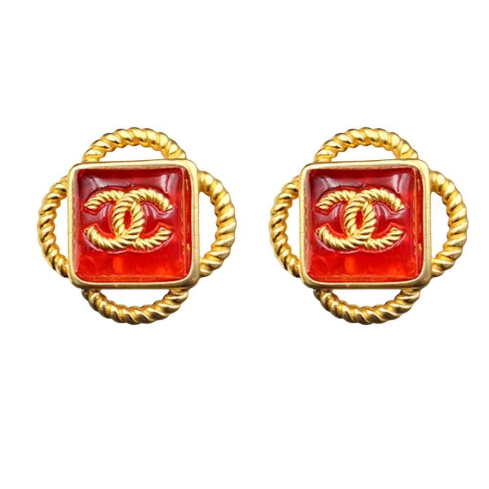 CCE103 Vintage Red Clover flower CC stud earring - ccjewelryacc