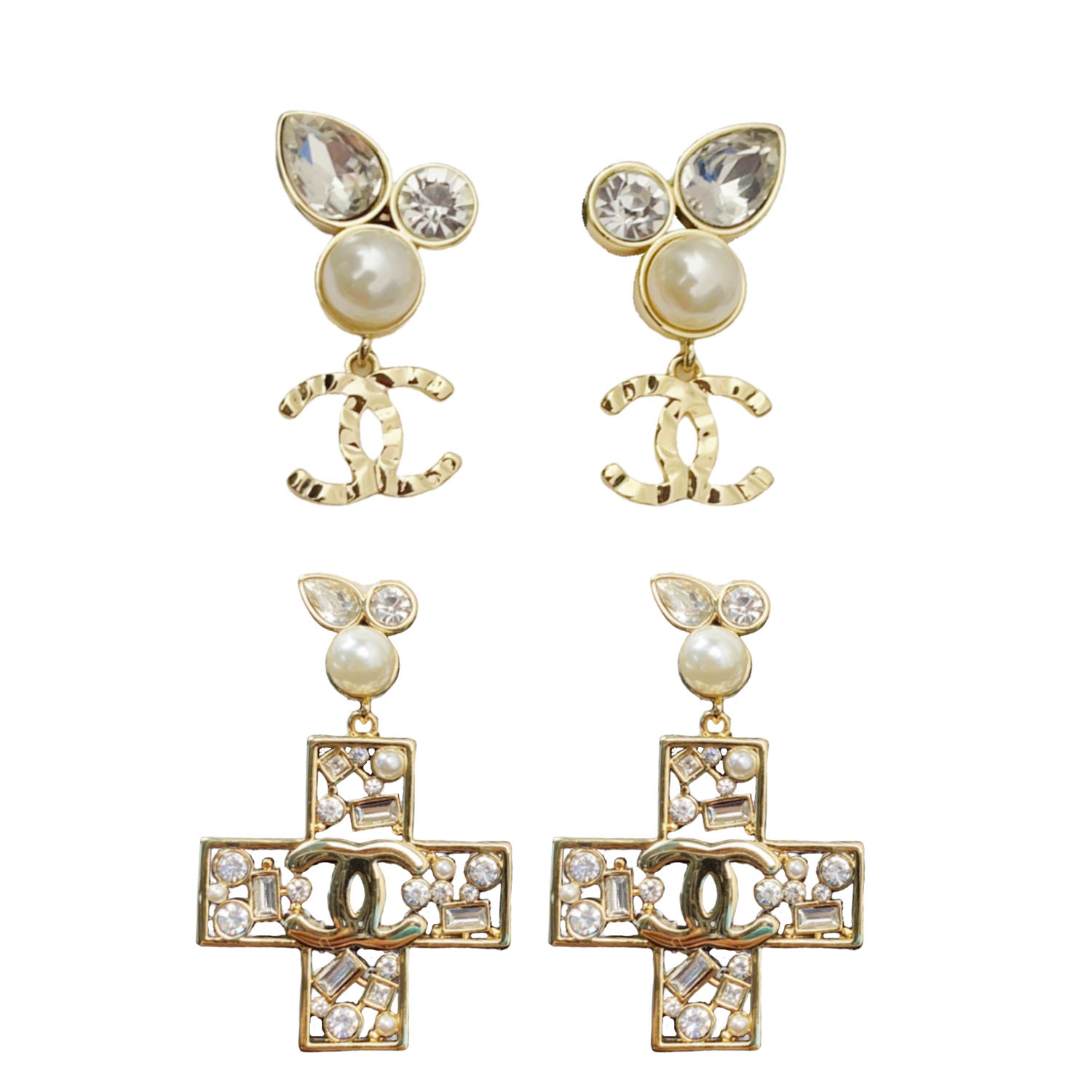 CCE112 Special-shaped crystal cc logo earring - ccjewelryacc