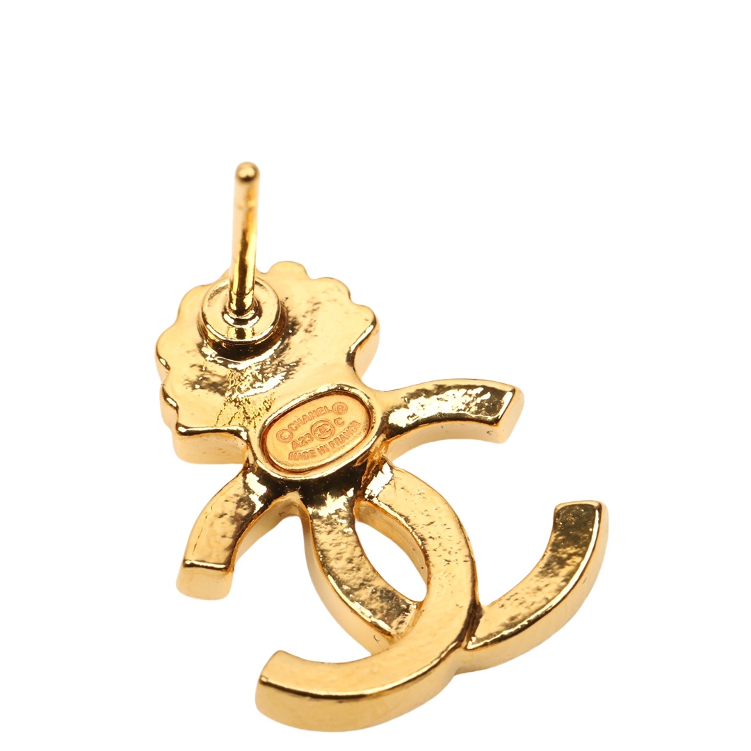 CCE114 Metal gold conch and CC logo earrings with color crystal - ccjewelryacc