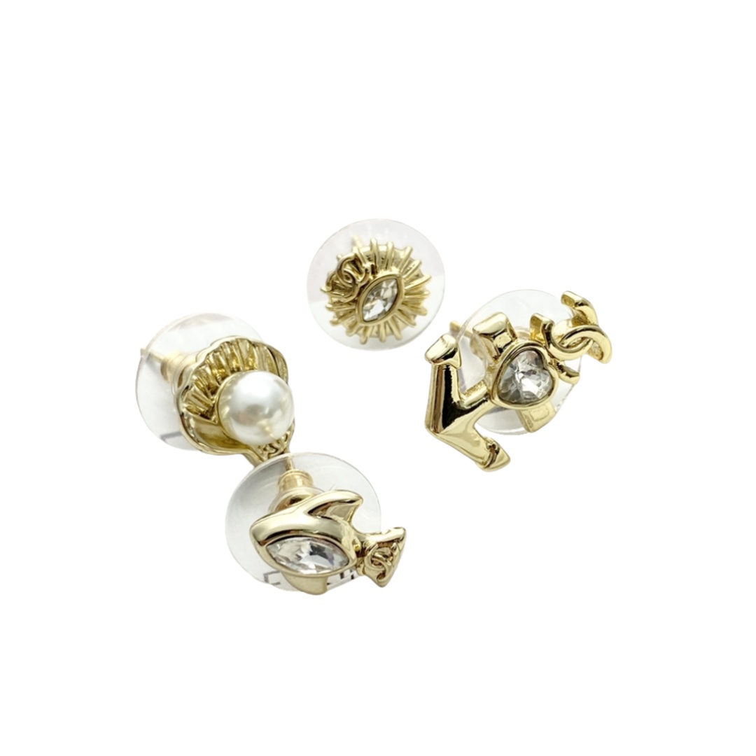 CCE113 25C Asymmetrical anchor shell fish stud earrings set of 4 - ccjewelryacc