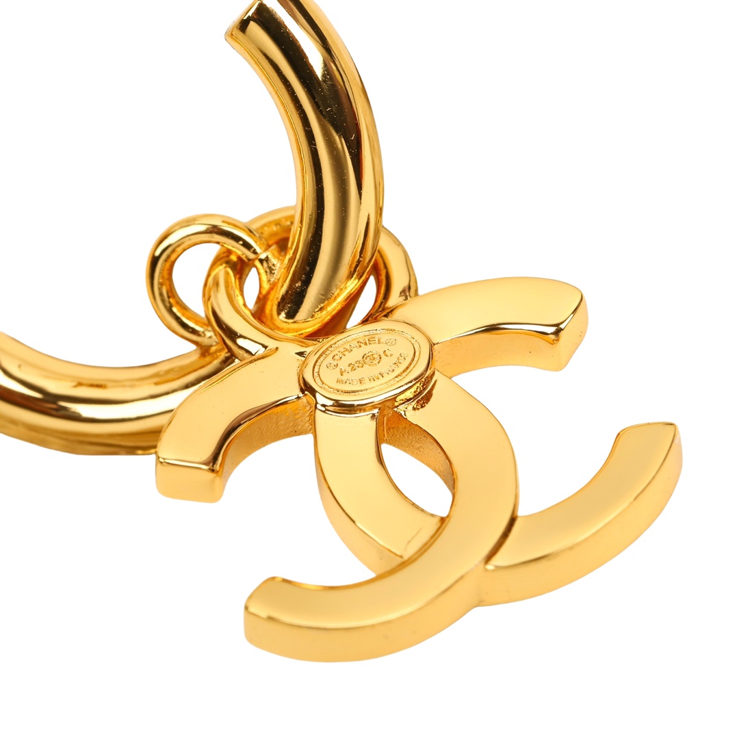 CCE114 Metal gold conch and CC logo earrings with color crystal - ccjewelryacc