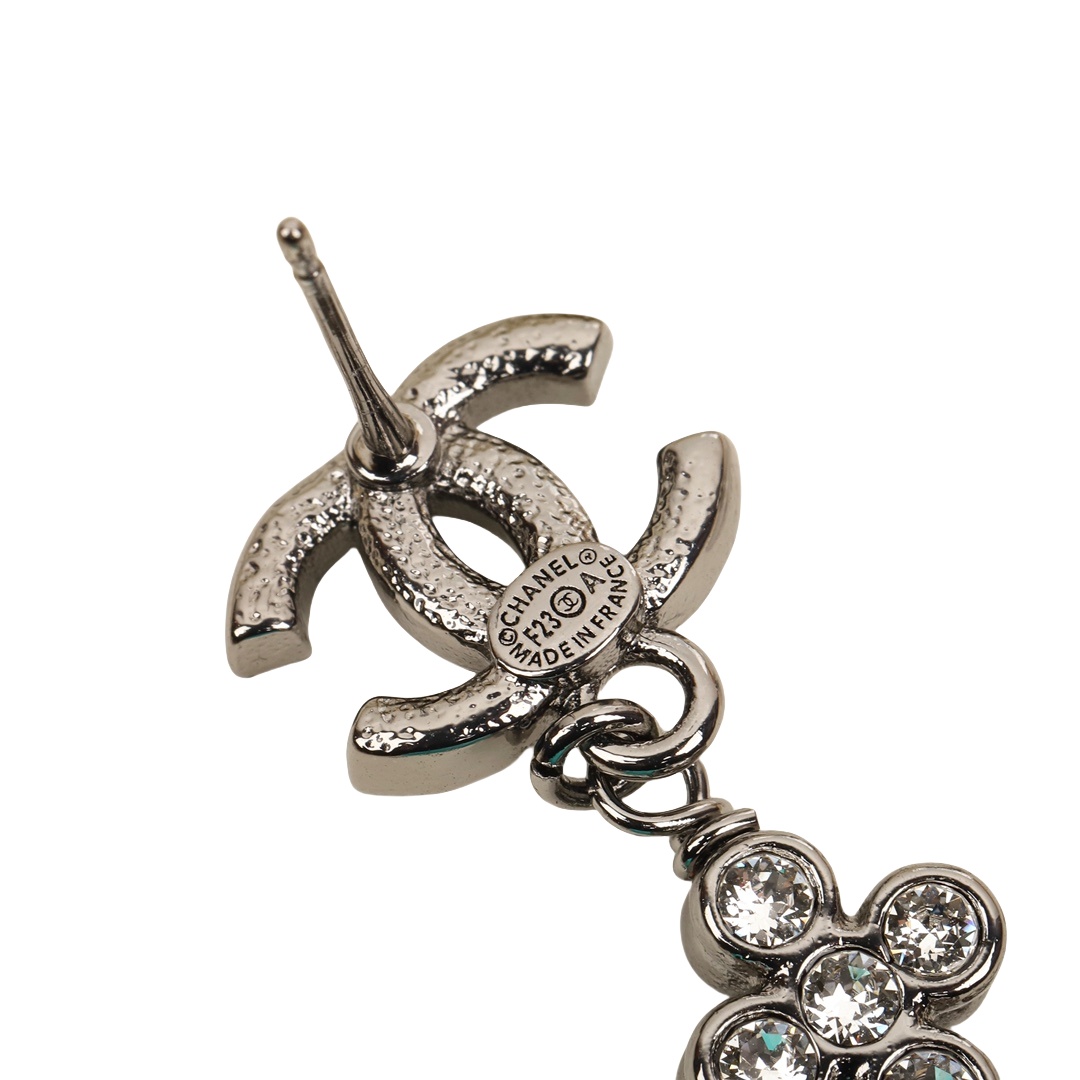 CCE364 Crystal flower and pearl drop earrings - ccjewelryacc