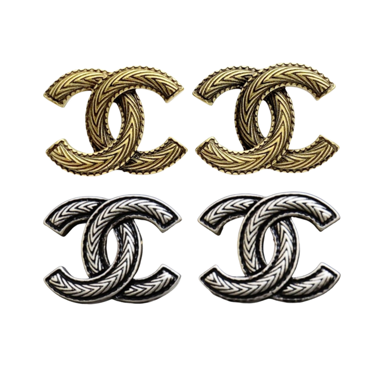 CCE115 24 Vintage metal Totem carving cc logo stud earrings - ccjewelryacc