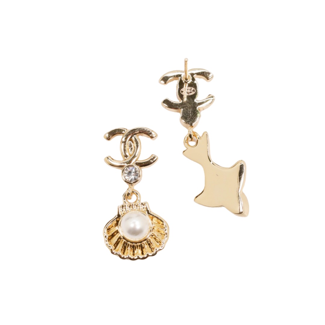 CCE117 25 Ocean series Anchors, fish, shells pearl earring - ccjewelryacc