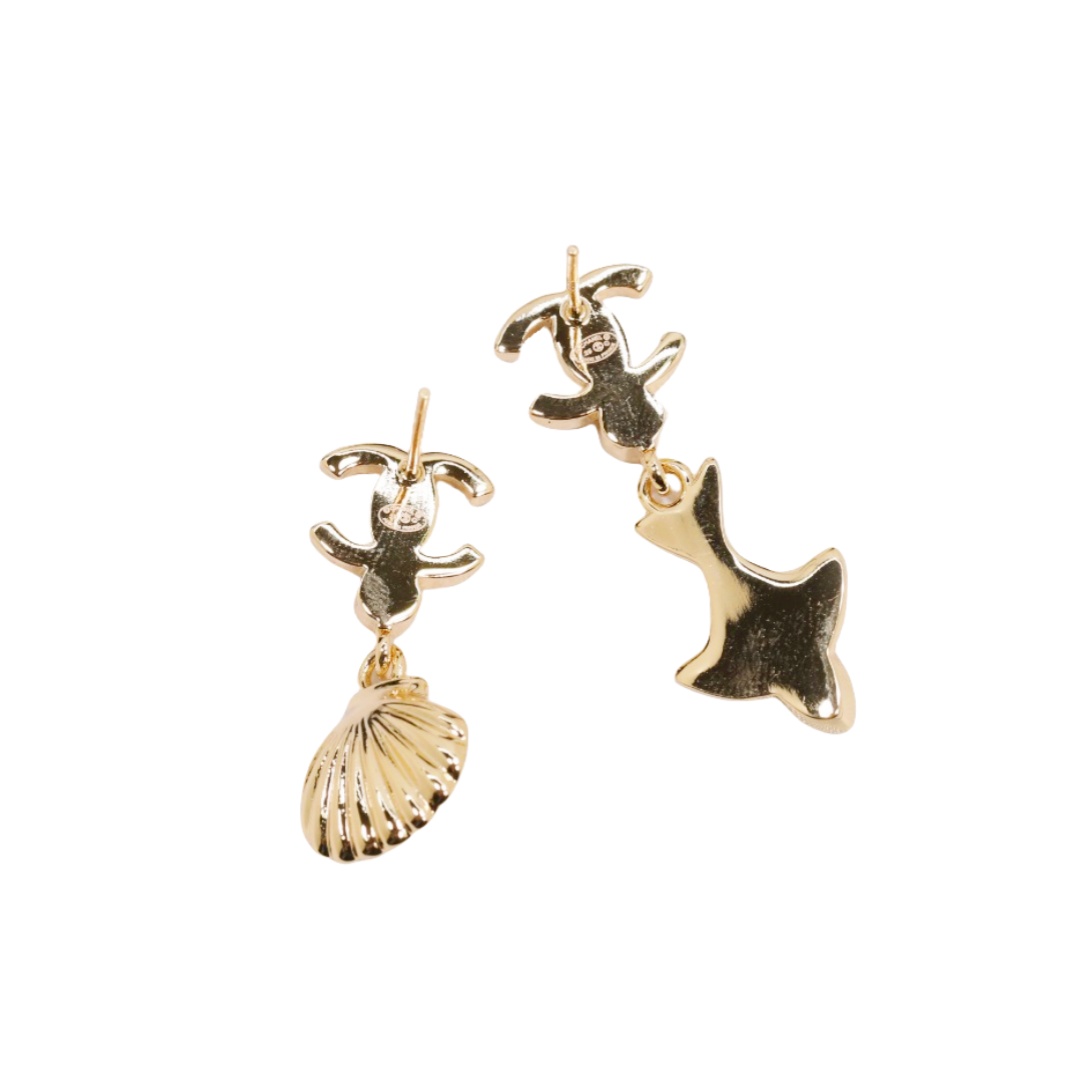 CCE117 25 Ocean series Anchors, fish, shells pearl earring - ccjewelryacc