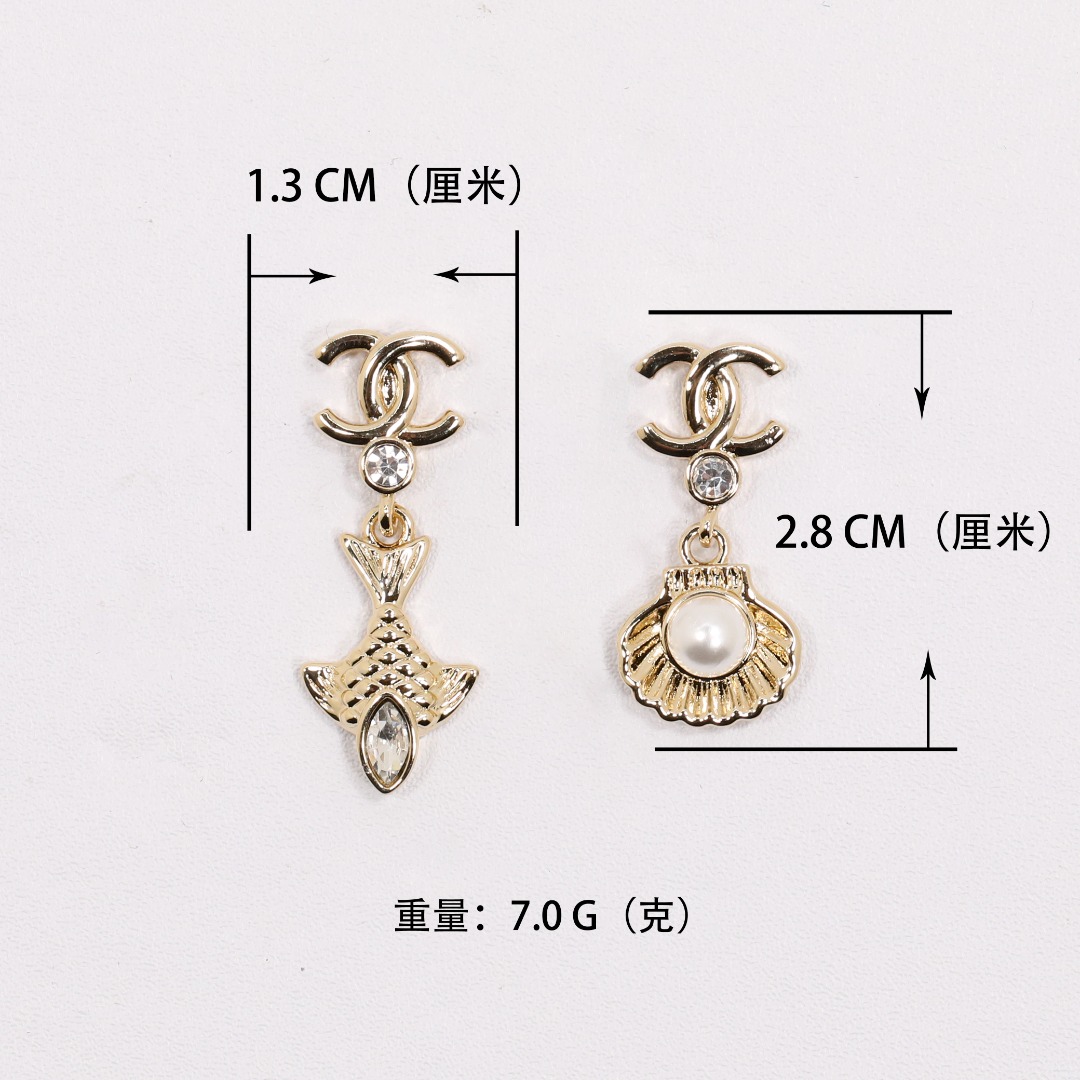 CCE117 25 Ocean series Anchors, fish, shells pearl earring - ccjewelryacc