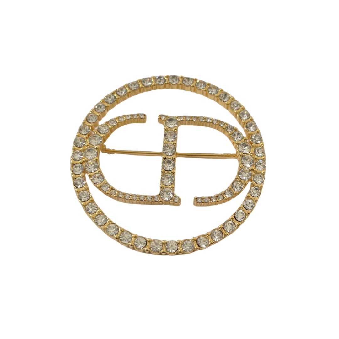 CDB052 Full crystal round CD brooch pin - ccjewelryacc